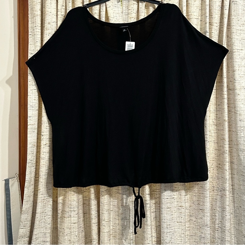 Torrid Drawstring Tie Hem Midi Short Sleeve Scoop Neck Shirt - 5X